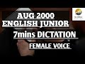 AUG 2000 SHORTHAND DICTATION ENGLISH JUNIOR SPEED | GLOBAL SHORTHAND ACADEMY FEMALE VOICE