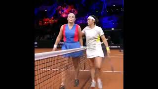 HUG Gesture between Jelena Ostapenko and Ons Jabeur | Porsche tennis  | #viral #wta #shortsvideo