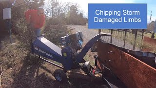 50-Wood chipper clean-up from Storm 2022 with my Powerhorse 420cc 14hp