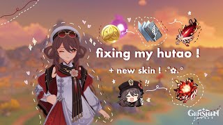 fixing my hutao! + new hutao skin ‧₊ ᵎᵎ 🍒 ⋅ ˚✮ | cozy genshin gameplay