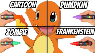 Drawing Charmander In 4 Different Halloween Styles!