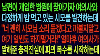 【사연열차①】남편이 개업한 병원에 여의사와 다정하게 밥 먹고 있는 시모를 발견하는데 너 여기 얼씬도 하지말거라! 얼마후 여의사가 말해준 충격진실에 복수를 시작하는데  #실