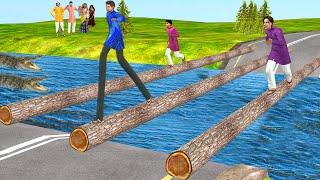 लॉग ब्रिज लंबे टांग दौड़ दौड़  Log Bridge Long Leg Running Race Hindi Kahaniya Comedy Video