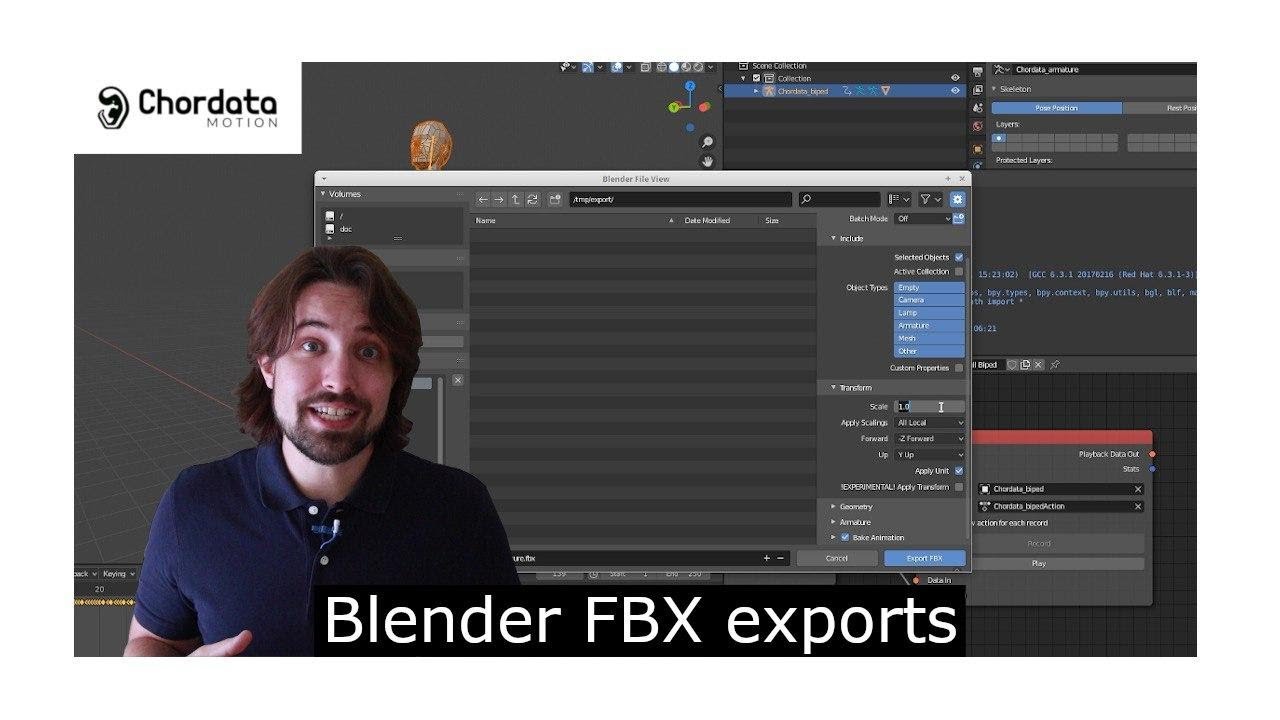 How To Export An FBX File In Blender | Chordata Motion Capture Plugin ...