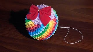 3D origami Christmas bauble rainbow tutorial
