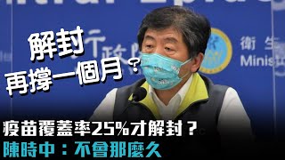 解封再撐一個月？疫苗覆蓋率25% 陳時中：不會那麼久【CNEWS】