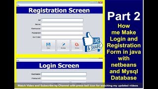 Java Project - Make Login and Register Form with source code Using NetBeans And MySQL Part 2