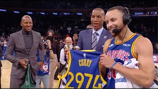 Stephen Curry Gets Custom 2,974 Jersey After Breaking Ray Allen's Record 🤣