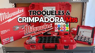 Ponchadora Inalambrica Milwaukee M18 modelo 2679-22 y Juego de Troqueles alta calidad Electricistas