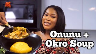 PLANTAIN AND YAM SWALLOW PAIRED WITH OKRO SOUP | ONUNU | STREETFOODZNAIJA