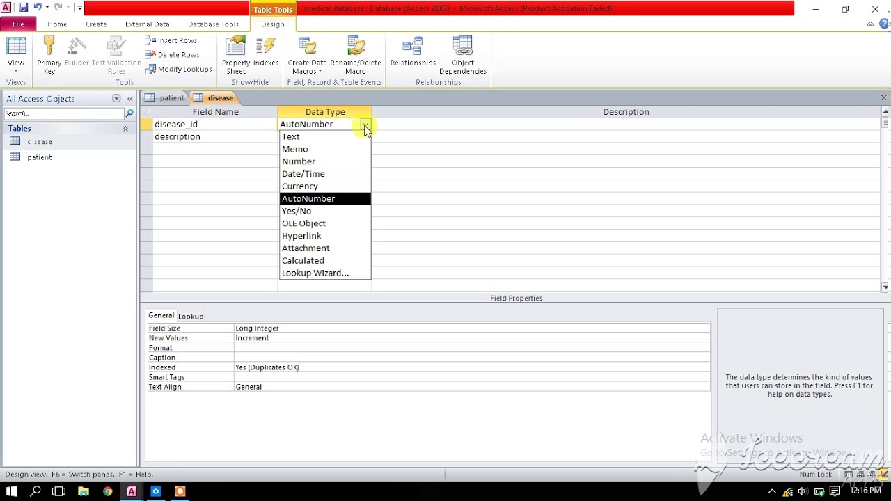 How To Make MS Access Relationship B/w Two Tables - YouTube