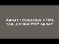 Array : Creating HTML table from PHP array