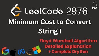 Minimum Cost to Convert String I | LeetCode 2976 | Graph + Floyd Warshall Explained