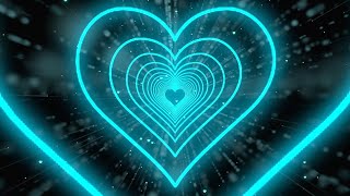 Blue Light Color💙Neon Lights Love Heart Tunnel Background | Animated Background [3 Hours]