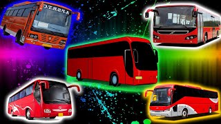 12 Red Volvo Bus Horn Sound Variations in 55 Seconds