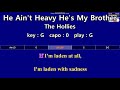 He Ain't Heavy He's My Brother - The Hollies (Karaoke & Easy Guitar Chords)  Key : G