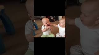 Twin baby girls fight over pacifier #shorts