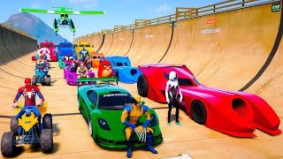 Continuation next Epic challenge jump Ramp Mount Chiliad Spiderman BMW Cars Audi Monster Truck GTA V