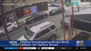 Brick attack caught on video in Harlem