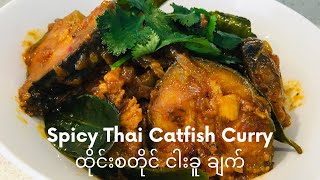 Thai Street Food   Spicy Catfish Curry ENG SUB - ထိုင်းစတိုင် ငါးခူ ချက်