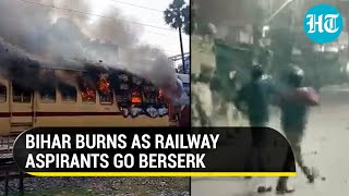 Trains burnt, blocked, vandalised: Bihar Railway aspirants escalate stir against RRB exam results