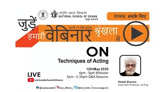 THEATRE FOR ALL - Webinar Series on "Techniques of Acting"