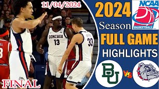 Baylor vs Gonzaga basketball HIGHLIGHTS | Nov 04,2024 | College men's basketball | Ncaa basketball