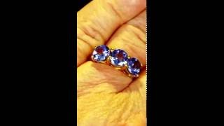 2.68cts Genuine AAA Tanzanite Trilogy 10k Solid Yellow Gold Ring