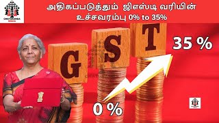 அதிகப்படுத்தும்  ஜிஎஸ்டி வரியின் உச்சவரம்பு 0% to 35% - மத்திய நிதி அமைச்சர் நிர்மலா சீதாராமன்