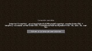 Minecraft Bug: Internal Exception: java.lang.IndexOutOfBoundsException