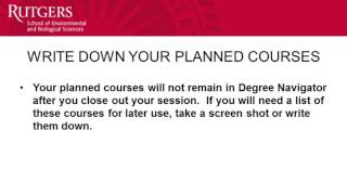 How to Use Rutgers Degree Navigator (see new video https://www.youtube.com/watch?v=x87iaOUx1ZA)