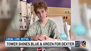 Children's Mercy patient Dexter lights KCTV5 Tower!