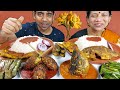 Food Eating Show Fish and Pakoda with Rice Delicious Indian Food