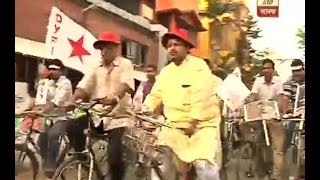 Sujan on cycle during campaign