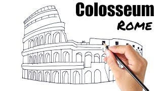 How to draw Colosseum very easy lines | The Colosseum drawing