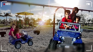 Ride-On Power Wheels Racing! Where is Carlos?Blue Jeep Wrangler | VlOG 026