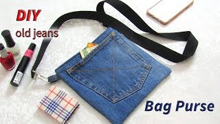 DIY Slim Bag Purse Out Of Old Jeans - How To Convert Old Denim Into Bag - Recycling Old Jeans Ideas