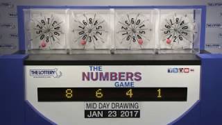 Midday Numbers Game Drawing: Monday, January 23, 2017