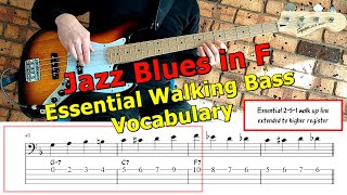 Jazz Blues in F Walking Bass Etude | Essential Walking Bass Vocabulary