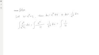 Integral of e^x/(e^x+2) _ Substitution Method