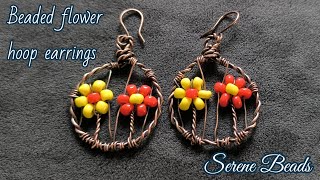 How to make wire hoops with beads | Wire wrapped hoop earrings with beads |