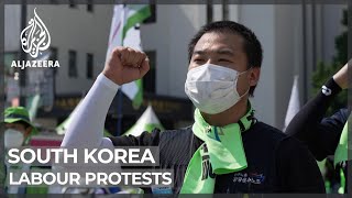 S Korea labour protests: Tens of thousands demonstrate in Seoul