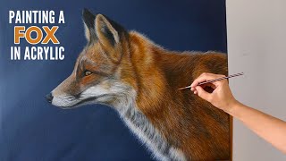 Time-lapse: Painting a Fox in Acrylic | Realistic Fox Painting | Wildlife Painting | Wildlife Artist