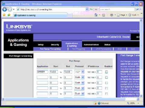TUTORIAL: How To Port Forward using a Linksys Router TUTORIAL: How To Port Forward using a Linksys Router