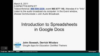 Introduction to Spreadsheets in Google Docs webinar
