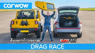 Jeep 'Superleggera' vs Skoda Kodiaq vRS – DRAG RACE, ROLLING RACE & BRAKE TEST