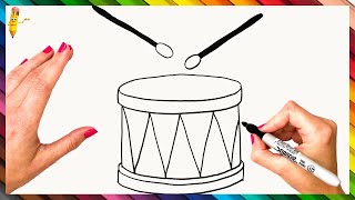 How To Draw A Drum Step By Step 🥁 Drum Drawing Easy