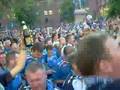 Rangers fans in Albert Square Manchester