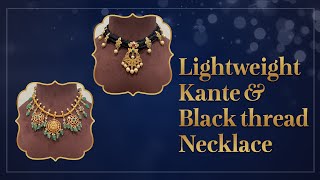 Lightweight Kanti necklace | Lightweight black thread necklace | Lightweight gold jewellery