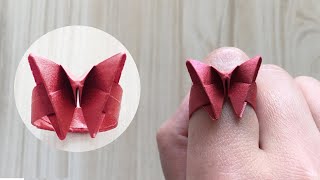How to make a Paper Butterfly Finger Ring 💍 - Easy Origami tutorial